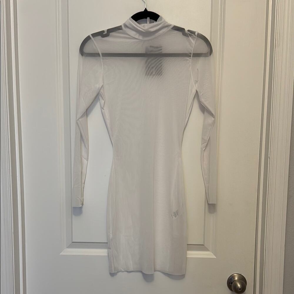 Fashion Nova White Bodycon Coverup with Mock Neck